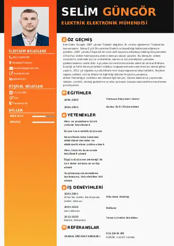 Elektrik Mühendisi CV Örnekleri cv indir